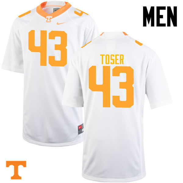 Men #43 Laszlo Toser Tennessee Volunteers College Football Jerseys-White